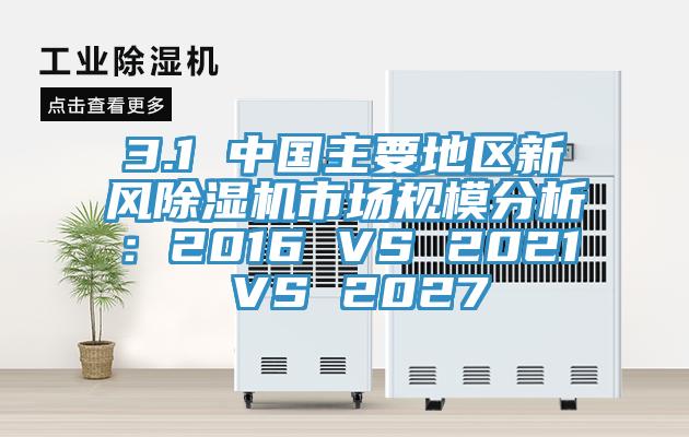 3.1 中國主要地區(qū)新風(fēng)除濕機市場規(guī)模分析：2016 VS 2021 VS 2027