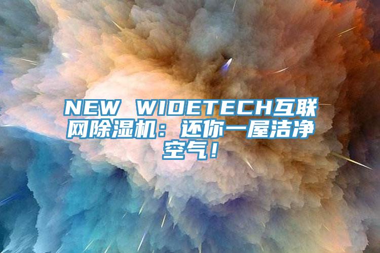 NEW WIDETECH互聯網除濕機：還你一屋潔凈空氣！