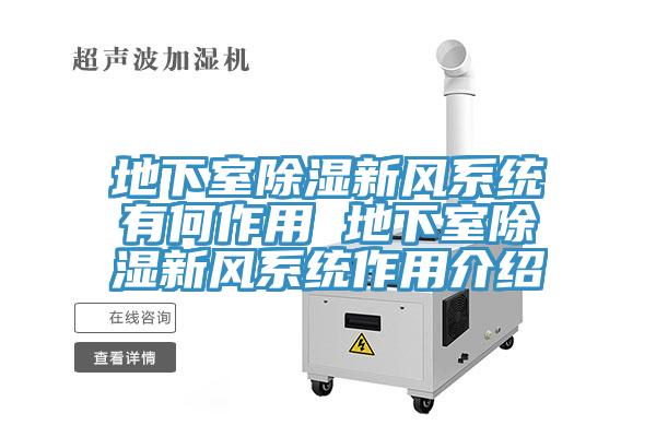地下室除濕新風系統(tǒng)有何作用 地下室除濕新風系統(tǒng)作用介紹